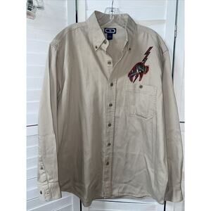 Three Rivers Men’s Khaki Shirt Button Down Long Sleeve Bison Embroidered Large